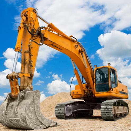 Excavator using high resistance ball bearings for earth moving machinery